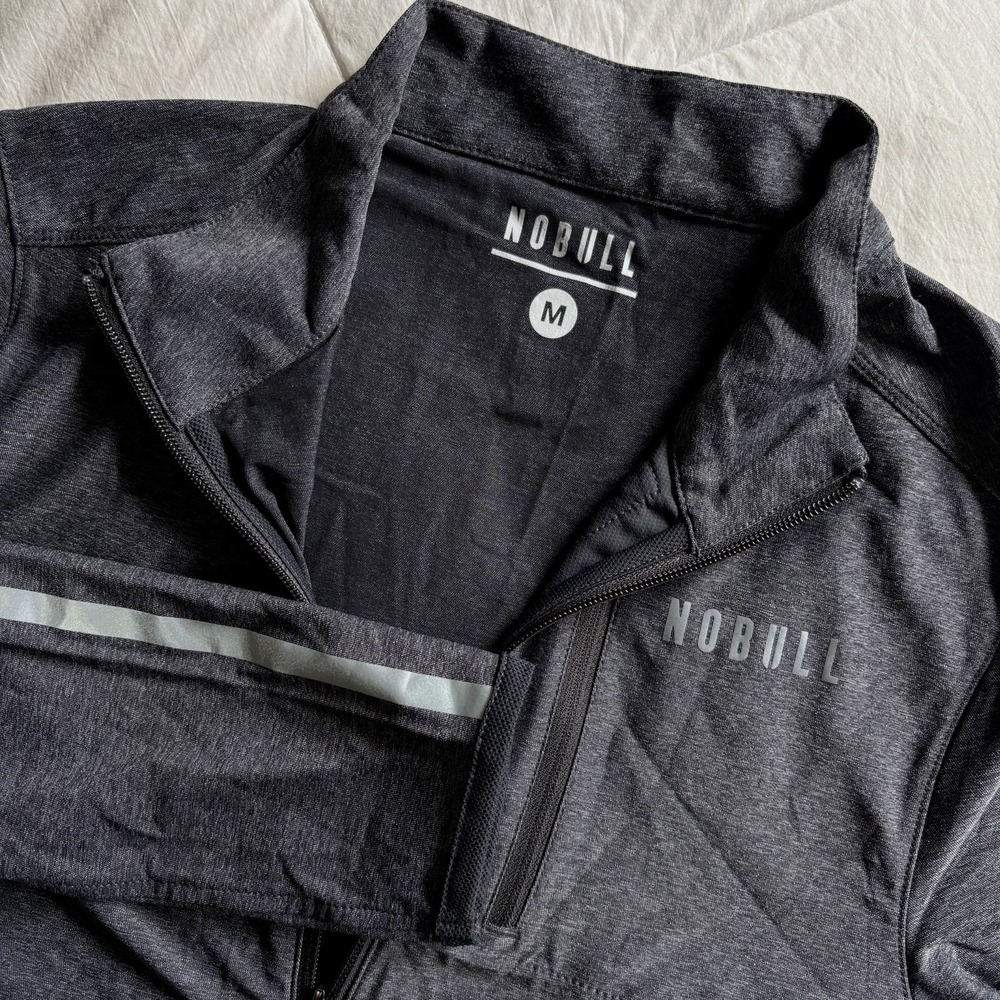 NWOT NOBULL 4-Way Stretch Woven Full Zip Jacket Mens M Dark Gray Performance Gym